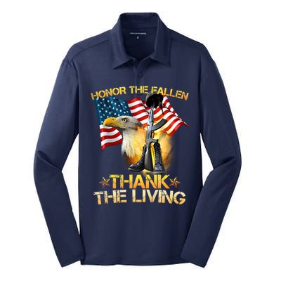 Honor The Fallen Thank The Living Silk Touch Performance Long Sleeve Polo