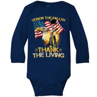 Honor The Fallen Thank The Living Baby Long Sleeve Bodysuit