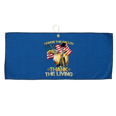 Honor The Fallen Thank The Living Large Microfiber Waffle Golf Towel