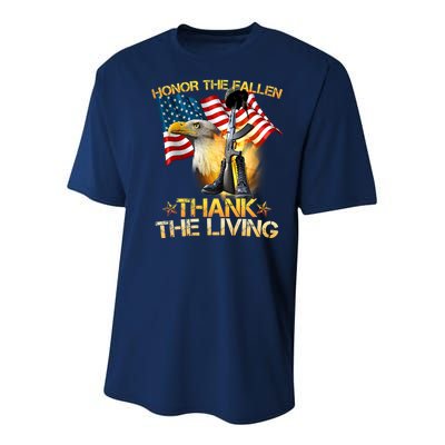 Honor The Fallen Thank The Living Youth Performance Sprint T-Shirt