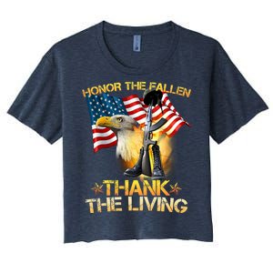 Honor The Fallen Thank The Living Women's Crop Top Tee