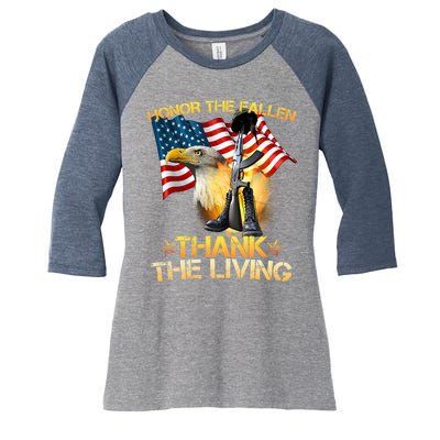 Honor The Fallen Thank The Living Women's Tri-Blend 3/4-Sleeve Raglan Shirt