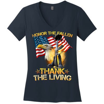 Honor The Fallen Thank The Living Women's V-Neck T-Shirt