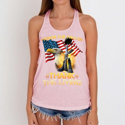 Honor The Fallen Thank The Living Women's Knotted Racerback Tank