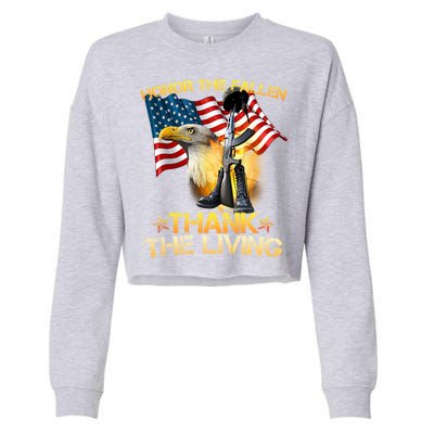 Honor The Fallen Thank The Living Cropped Pullover Crew