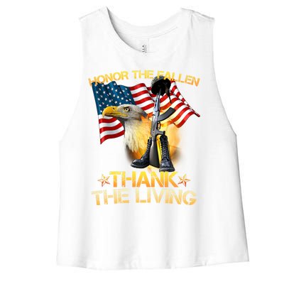 Honor The Fallen Thank The Living Women's Racerback Cropped Tank