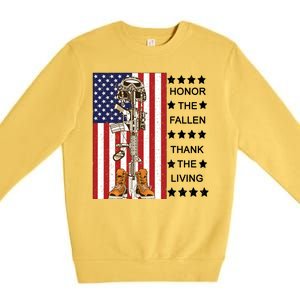 Honor The Fallen Thank The Living Memorial Day Veteran Premium Crewneck Sweatshirt