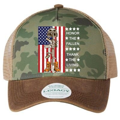 Honor The Fallen Thank The Living Memorial Day Veteran Legacy Tie Dye Trucker Hat