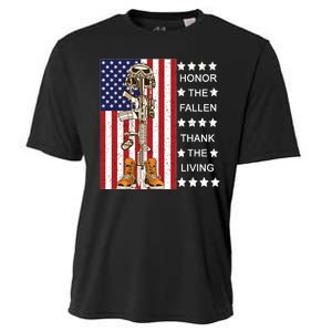 Honor The Fallen Thank The Living Memorial Day Veteran Cooling Performance Crew T-Shirt