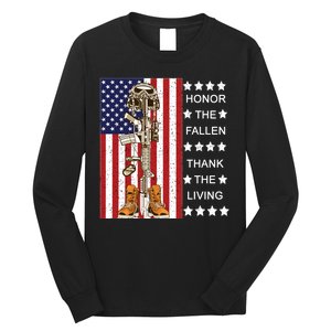 Honor The Fallen Thank The Living Memorial Day Veteran Long Sleeve Shirt