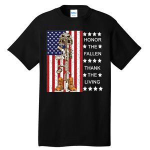 Honor The Fallen Thank The Living Memorial Day Veteran Tall T-Shirt