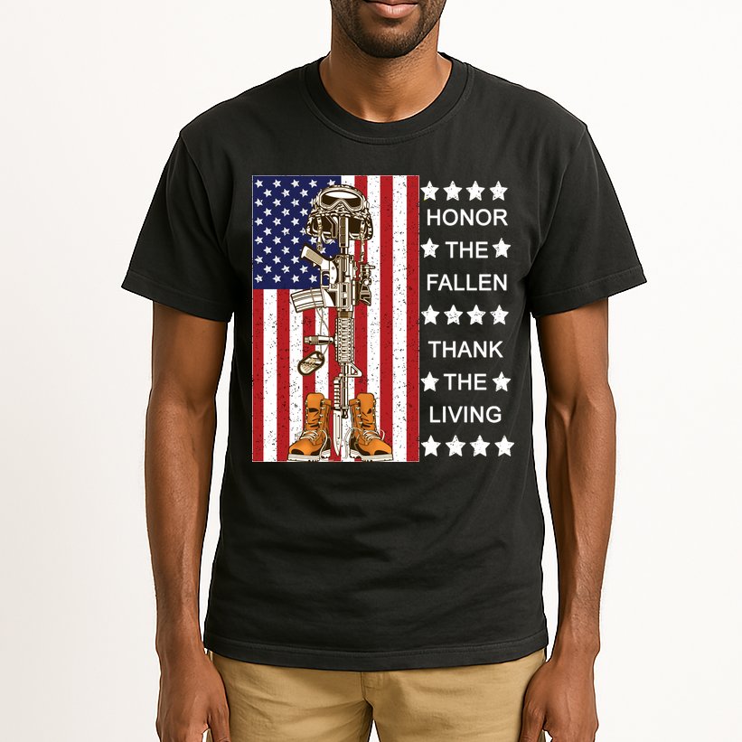 Honor The Fallen Thank The Living Memorial Day Veteran Tall T-Shirt