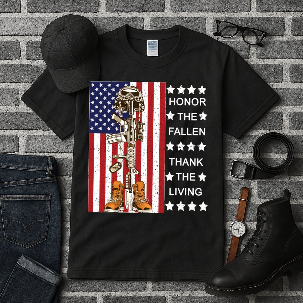 Honor The Fallen Thank The Living Memorial Day Veteran Tall T-Shirt