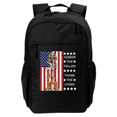 Honor The Fallen Thank The Living Memorial Day Veteran Daily Commute Backpack