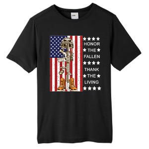 Honor The Fallen Thank The Living Memorial Day Veteran Tall Fusion ChromaSoft Performance T-Shirt