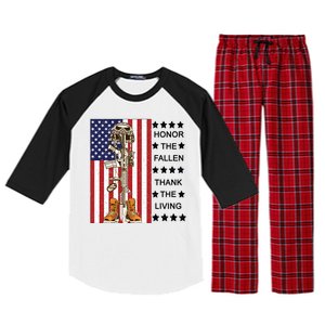 Honor The Fallen Thank The Living Memorial Day Veteran Raglan Sleeve Pajama Set