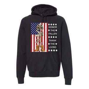 Honor The Fallen Thank The Living Memorial Day Veteran Premium Hoodie