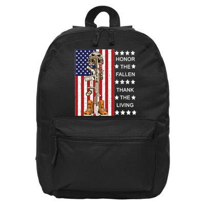 Honor The Fallen Thank The Living Memorial Day Veteran 16 in Basic Backpack