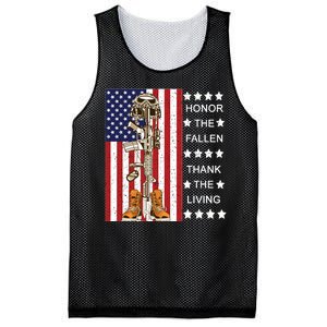 Honor The Fallen Thank The Living Memorial Day Veteran Mesh Reversible Basketball Jersey Tank