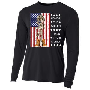 Honor The Fallen Thank The Living Memorial Day Veteran Cooling Performance Long Sleeve Crew