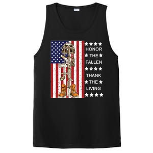 Honor The Fallen Thank The Living Memorial Day Veteran PosiCharge Competitor Tank