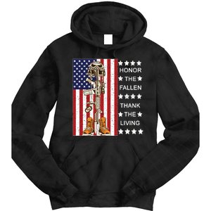 Honor The Fallen Thank The Living Memorial Day Veteran Tie Dye Hoodie