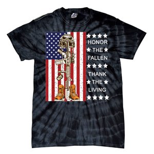 Honor The Fallen Thank The Living Memorial Day Veteran Tie-Dye T-Shirt