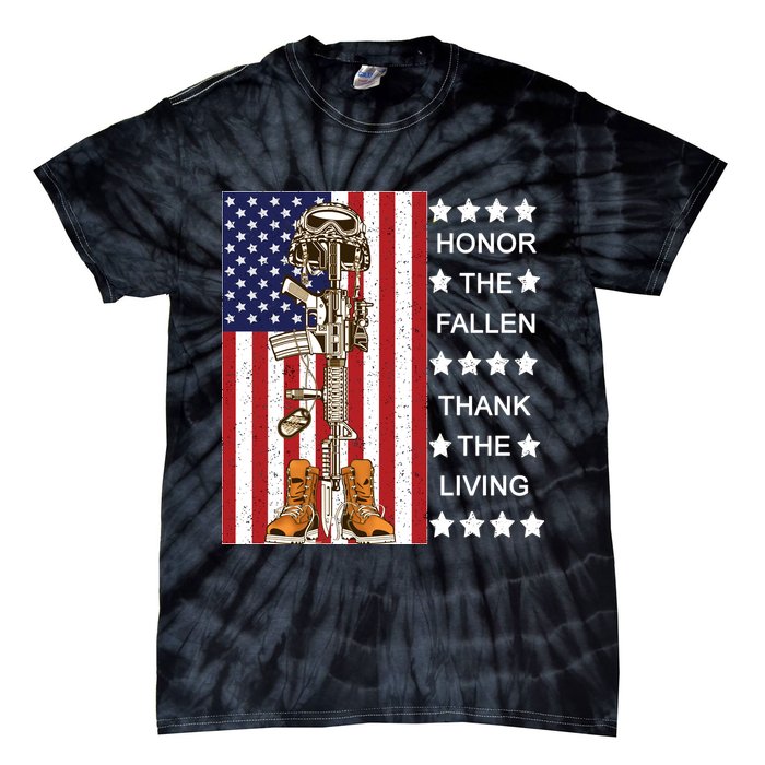 Honor The Fallen Thank The Living Memorial Day Veteran Tie-Dye T-Shirt