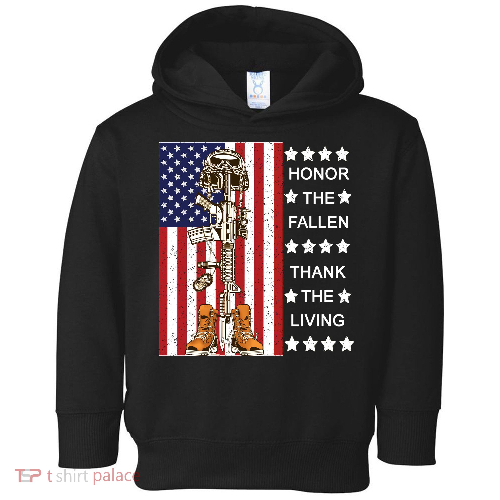Honor The Fallen Thank The Living Memorial Day Veteran Toddler Hoodie