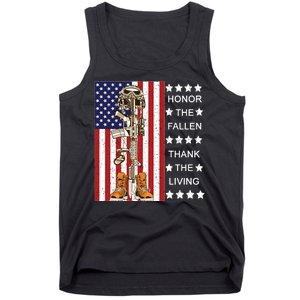 Honor The Fallen Thank The Living Memorial Day Veteran Tank Top