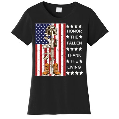 Honor The Fallen Thank The Living Memorial Day Veteran Women's T-Shirt