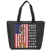 Honor The Fallen Thank The Living Memorial Day Veteran Zip Tote Bag