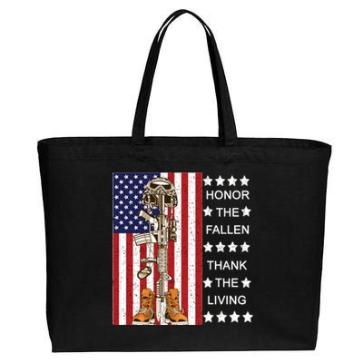 Honor The Fallen Thank The Living Memorial Day Veteran Cotton Canvas Jumbo Tote