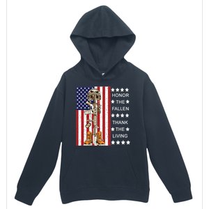 Honor The Fallen Thank The Living Memorial Day Veteran Urban Pullover Hoodie