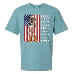 Honor The Fallen Thank The Living Memorial Day Veteran Sueded Cloud Jersey T-Shirt