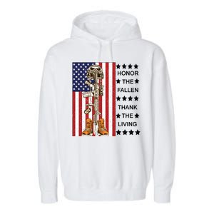 Honor The Fallen Thank The Living Memorial Day Veteran Garment-Dyed Fleece Hoodie