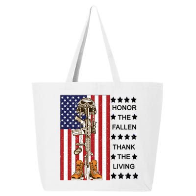 Honor The Fallen Thank The Living Memorial Day Veteran 25L Jumbo Tote