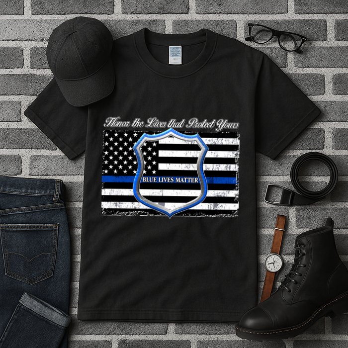 Honor The Lives That Protect Yours Blue Lives Matter Tall T-Shirt