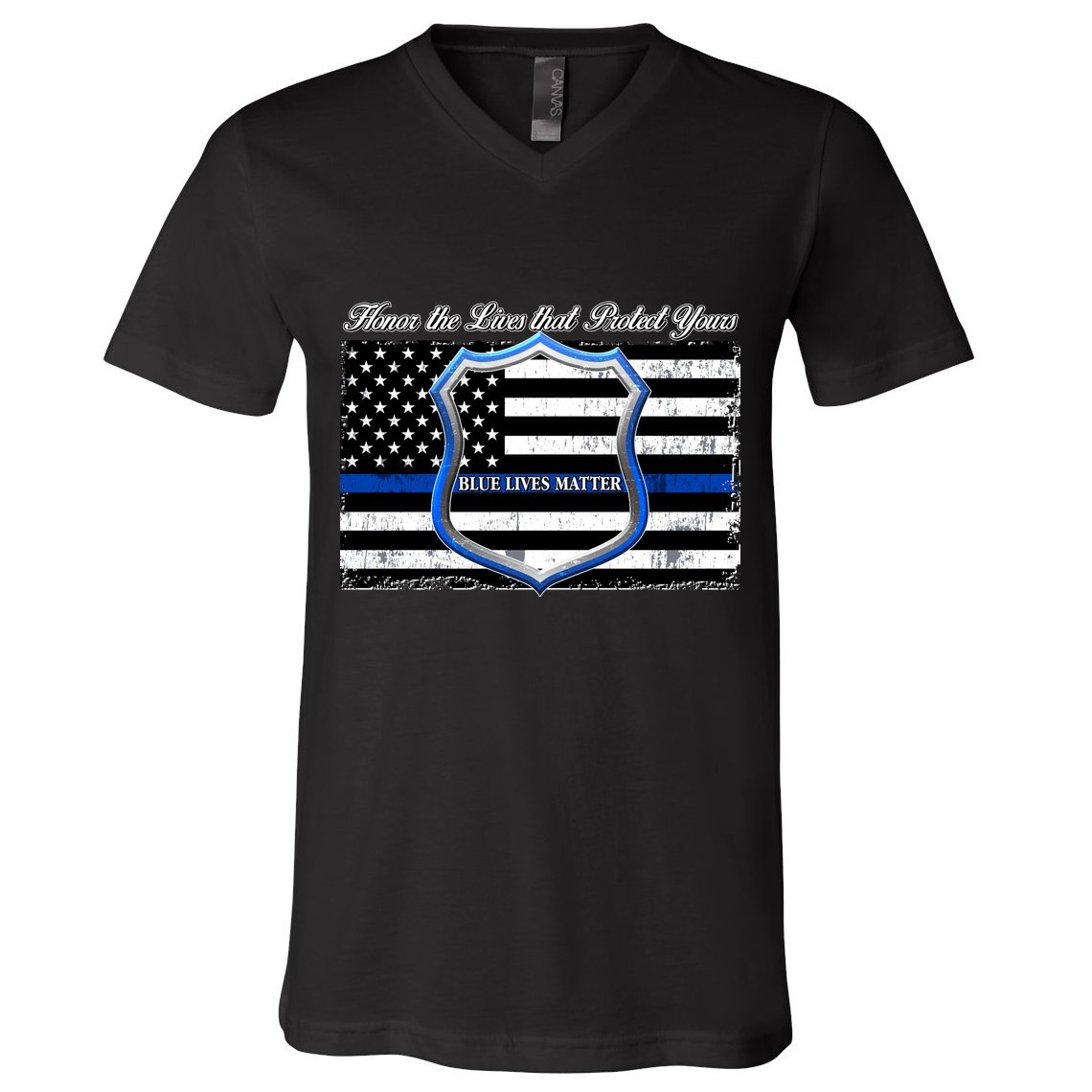 Honor The Lives That Protect Yours Blue Lives Matter V-Neck T-Shirt