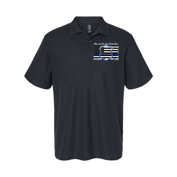 Honor The Lives That Protect Yours Blue Lives Matter Softstyle Adult Sport Polo