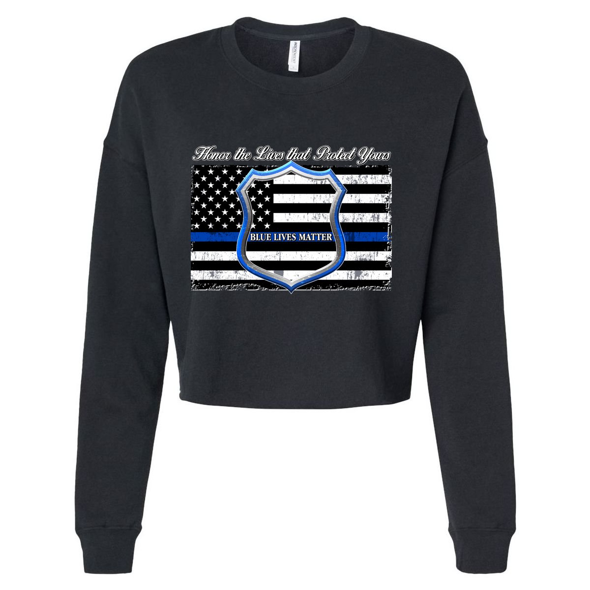 Honor The Lives That Protect Yours Blue Lives Matter Cropped Pullover Crew