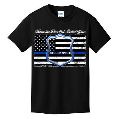 Honor The Lives That Protect Yours Blue Lives Matter Kids T-Shirt