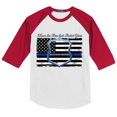 Honor The Lives That Protect Yours Blue Lives Matter Kids Colorblock Raglan Jersey