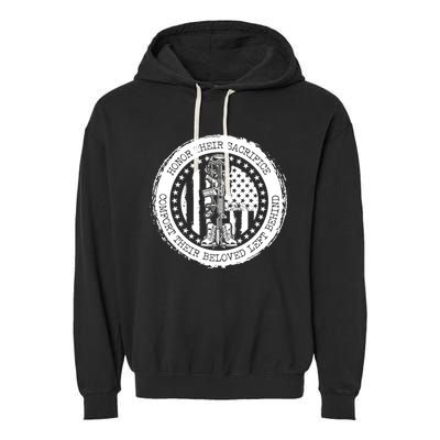 Honor Their Sacrifice Comfort Their Beloved Left Behind Garment-Dyed Fleece Hoodie