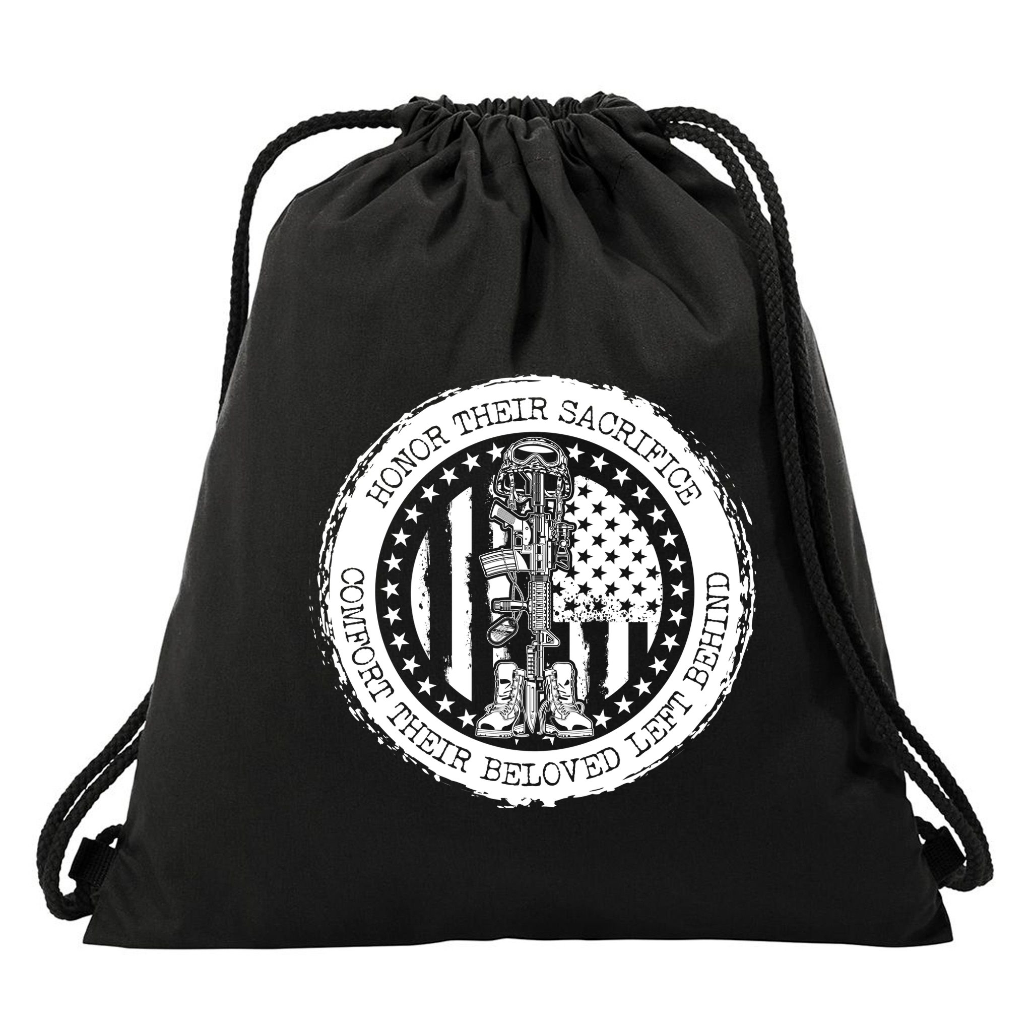 Honor Their Sacrifice Comfort Their Beloved Left Behind Drawstring Bag