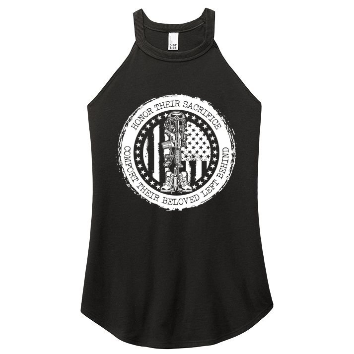 Honor Their Sacrifice Comfort Their Beloved Left Behind Women's Perfect Tri Rocker Tank