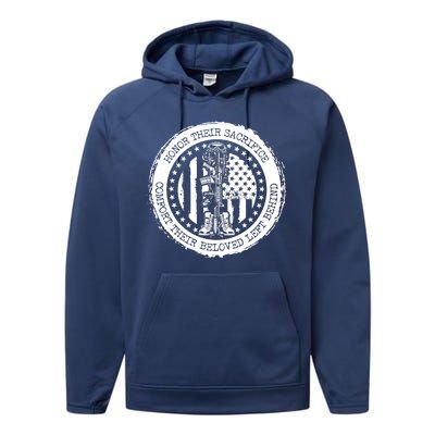 Honor Their Sacrifice Comfort Their Beloved Left Behind Performance Fleece Hoodie