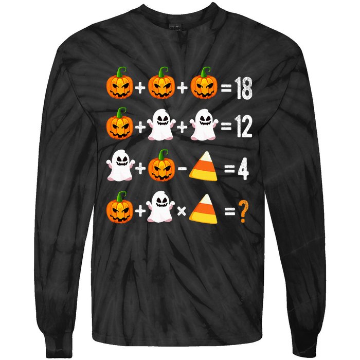 Halloween Order Of Operations Math Halloween Teacher Pumpkin Tie-Dye Long Sleeve Shirt