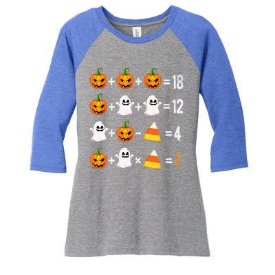 Halloween Order Of Operations Math Halloween Teacher Pumpkin Women's Tri-Blend 3/4-Sleeve Raglan Shirt