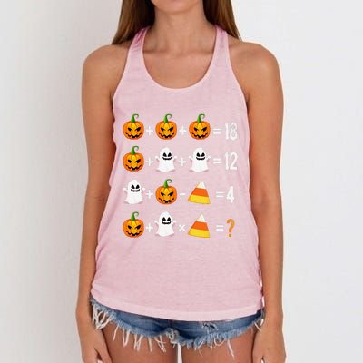 Halloween Order Of Operations Math Halloween Teacher Pumpkin Women's Knotted Racerback Tank